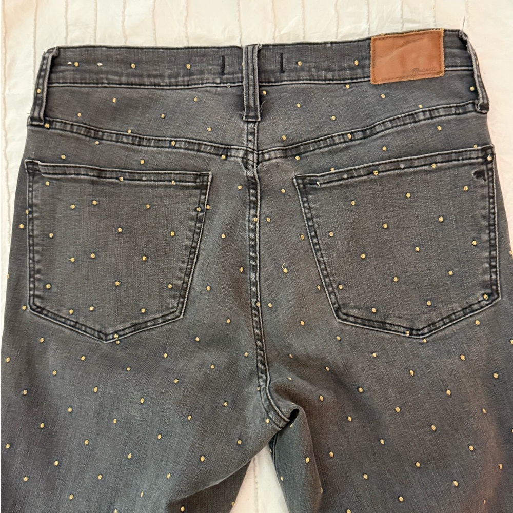 Madewell Women's Black Grey 10" High Rise Skinny Jeans Metallic Dot Edition 30 - Picture 2 of 16